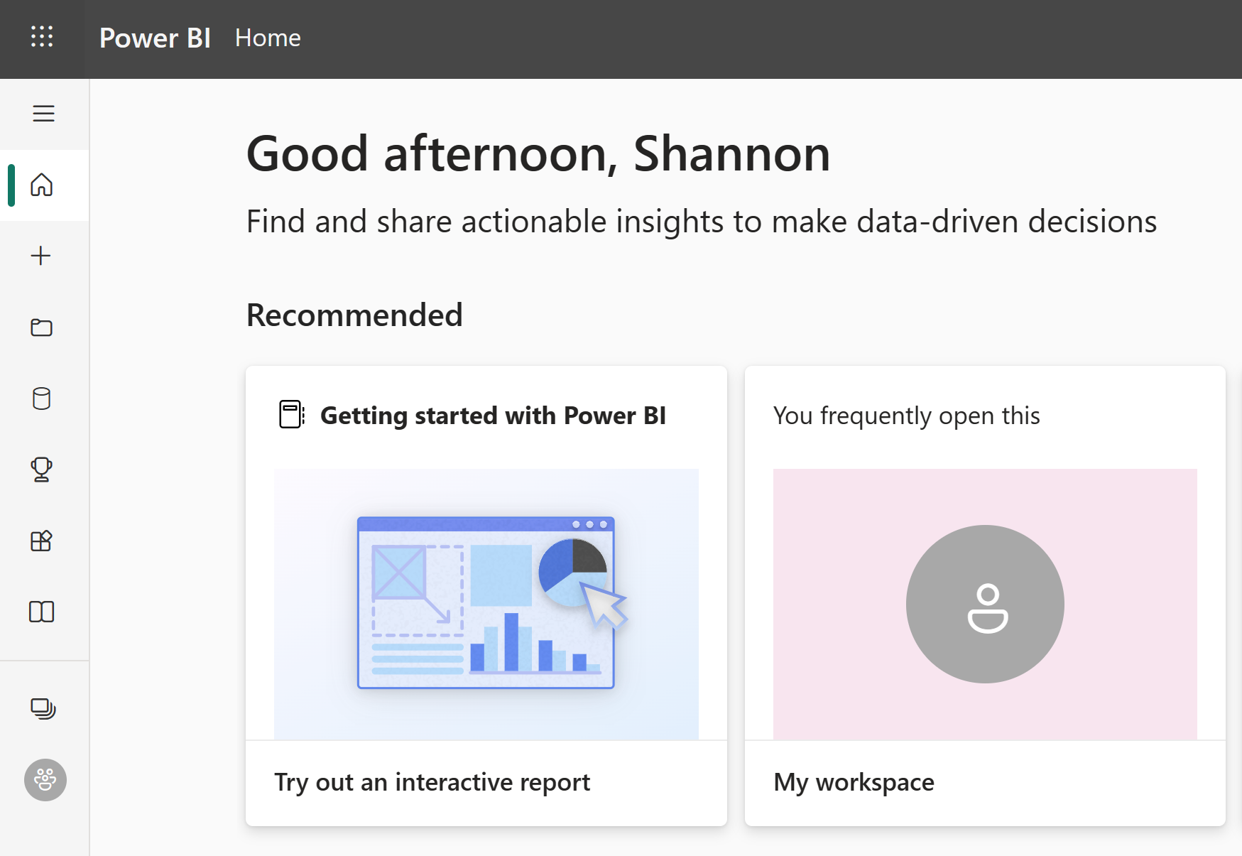 Screenshot of the Power BI service interface.